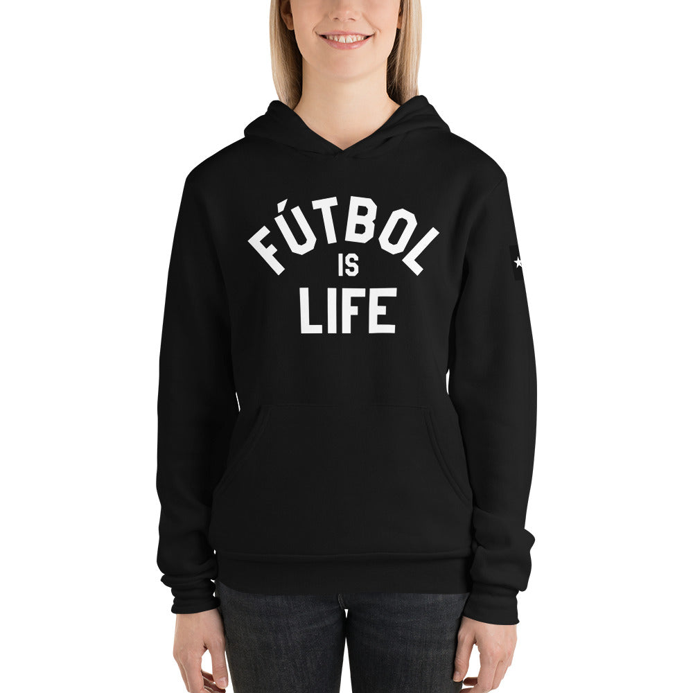 Fútbol is Life White Text - Hoodie